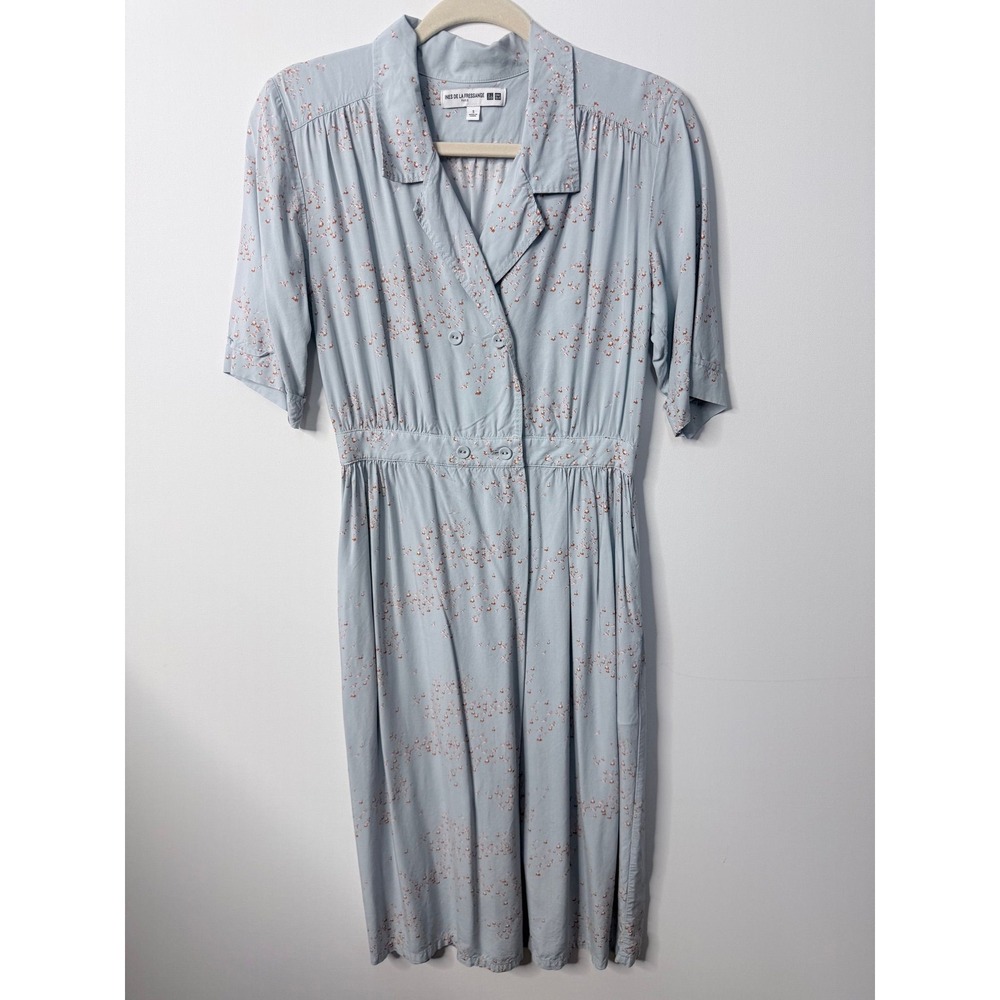 Ines de la Fressange x Uniqlo Blue Floral Wrap Midi Dress Small